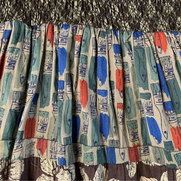 Sacred Threads Patchwork Dress Women S/M Paint Brush‎ Art AOP A Line Boho Hippie - Picture 3 of 10